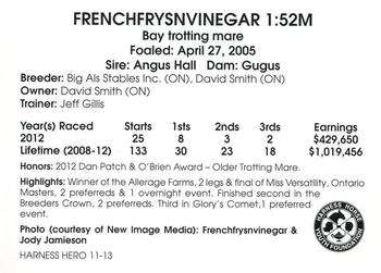 2013 Harness Heroes #11 Frenchfrysnvinegar Back
